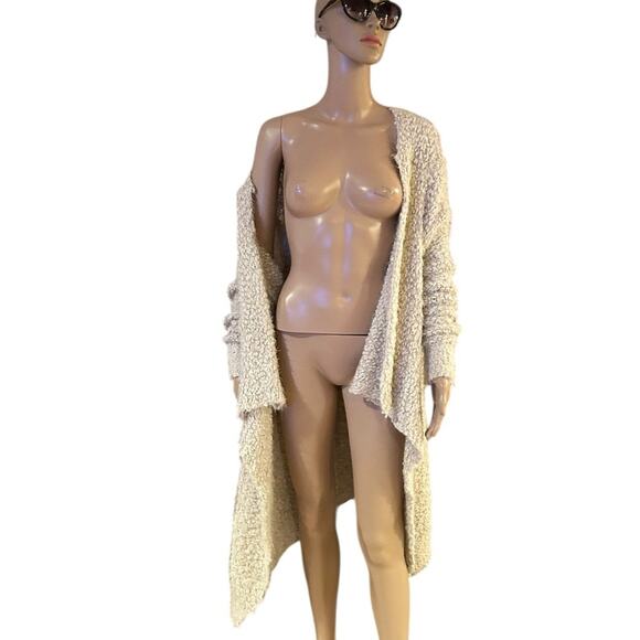 Fashion Q Cardigan Womens Tan Open Front Waterfall Sweater Cozy Winter Outdoor - Picture 3 of 9